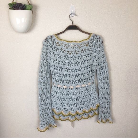 ✖️SOLD✖️•SLEEPING on SNOW• Alpaca Crochet  Sweater - Picture 2 of 8